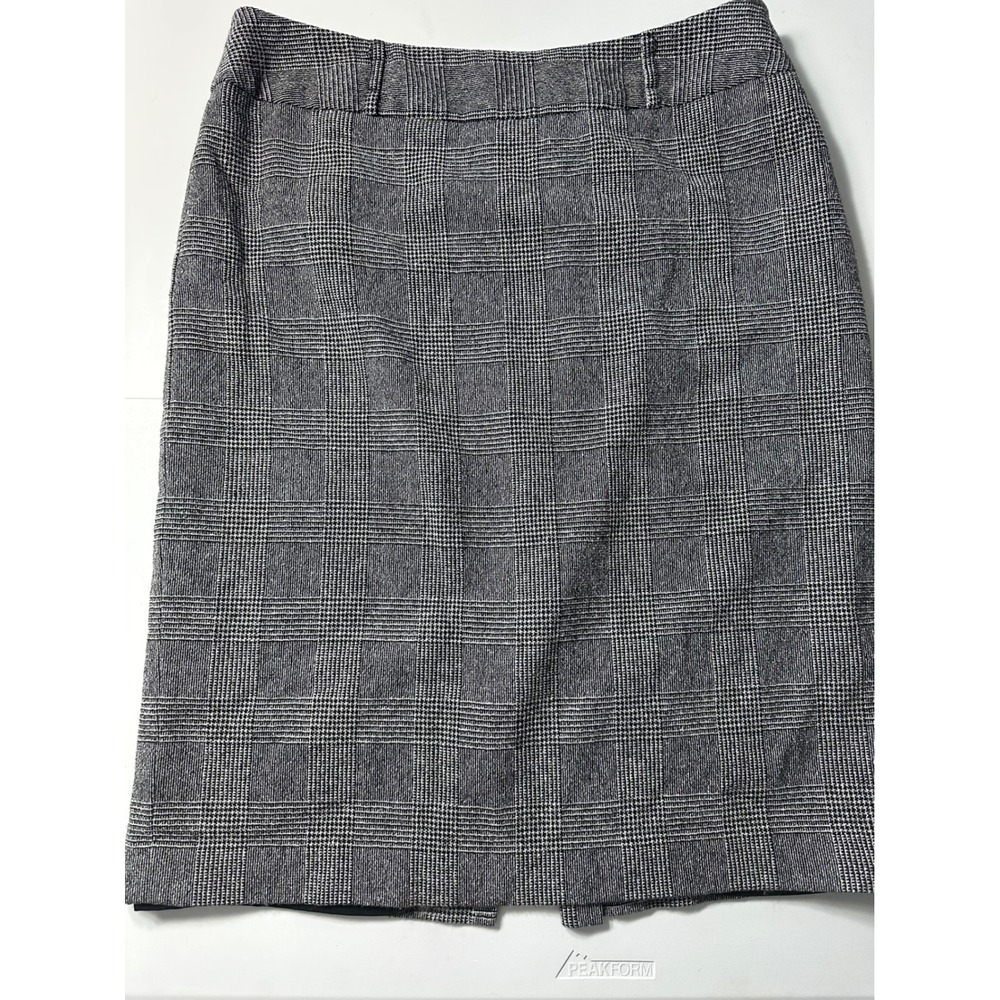 Anne Klein Womens Grey Glen Plaid Wool Blend Stretch Pencil Skirt Size 14